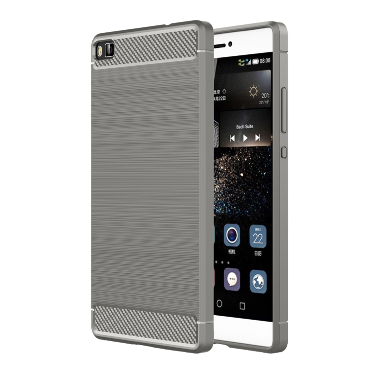 

For Huawei P8 Brushed Texture Fiber TPU Rugged Armor Protective Case(Grey)