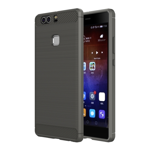 

For Huawei P9 Plus Brushed Texture Fiber TPU Rugged Armor Protective Case(Grey)