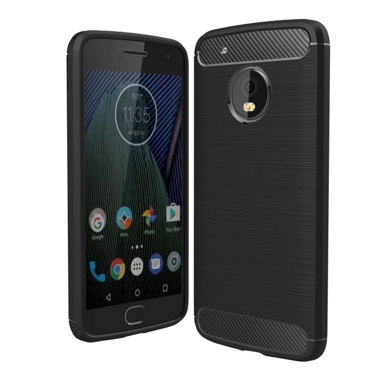 

For Motorola Moto G5 Plus Brushed Carbon Fiber Texture Shockproof TPU Protective Cover Case(Black)