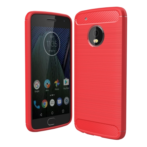 

For Motorola Moto G5 Plus Brushed Carbon Fiber Texture Shockproof TPU Protective Cover Case(Red)