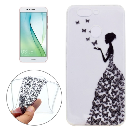 

For Huawei nova 2 Plus Butterflies and Girl Pattern Ultra-thin TPU Soft Protective Case