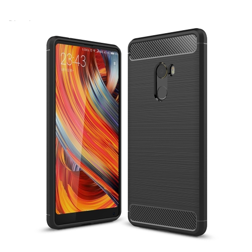 

For Xiaomi Mi Mix 2 Brushed Texture Carbon Fiber Shockproof TPU Rugged Armor Protective Case(Black)