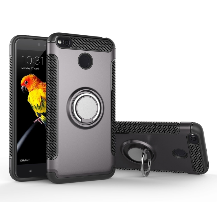 

For Xiaomi Redmi 4X Magnetic 360 Degree Rotation Ring Armor Protective Case(Grey)