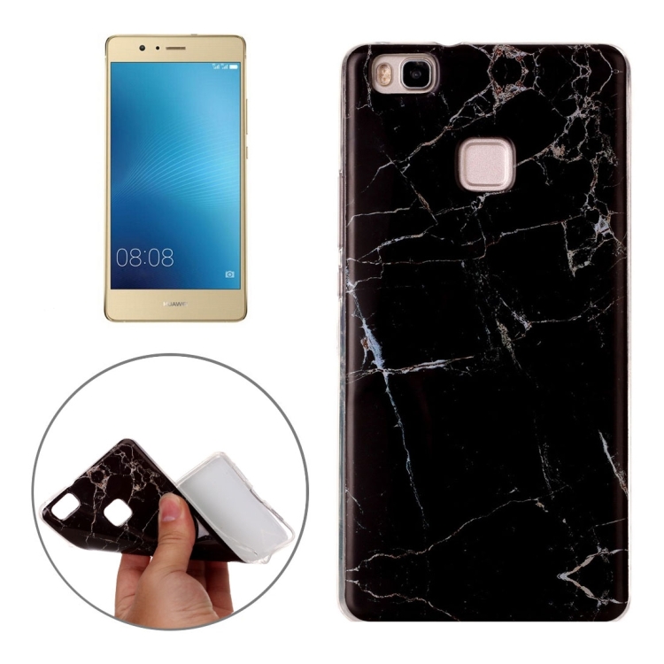 

For Huawei P9 Lite Black Marbling Pattern Soft TPU Protective Back Cover Case