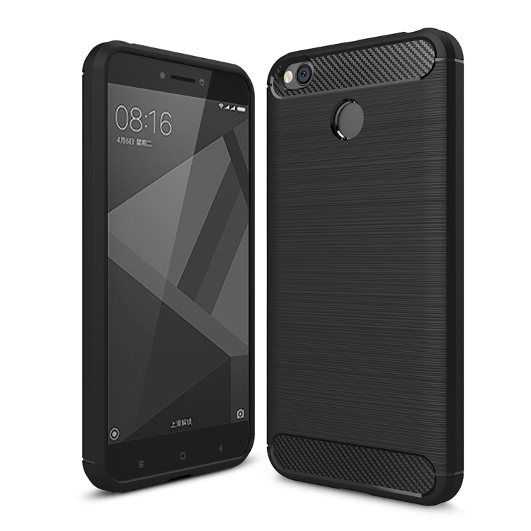 

For Xiaomi Redmi 4X Brushed Carbon Fiber Texture Shockproof TPU Protective Cover Case (Black)