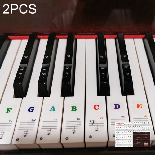 Sunsky 2 Pcs 61 54 49键钢琴电子琴键盘手卷琴简谱音阶透明贴纸