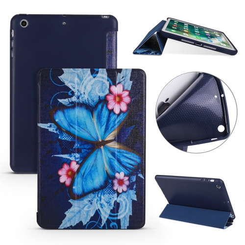 

Butterflies Pattern Horizontal Flip PU Leather Case for iPad mini 3 / 2 / 1, with Three-folding Holder & Honeycomb TPU Cover