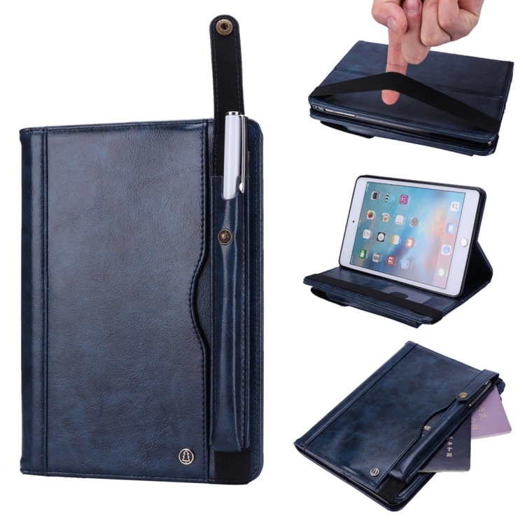 

Horizontal Flip Leather Case for iPad mini 4/3/2/1, with Double Card Slots & Pen Slots & Holder & Wallet & Photo Frame(Dark Blue)