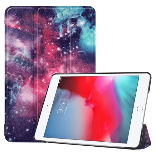 

Galactic Nebula Pattern Custer Texture Horizontal Flip PU Leather Case for iPad Mini 2019 / Mini 4 , with Three-folding Holder & Sleep / Wake-up Function