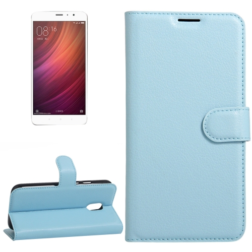 

For Xiaomi Redmi Note 4 Litchi Texture Horizontal Flip Leather Case with Holder & Card Slots & Wallet(Blue)