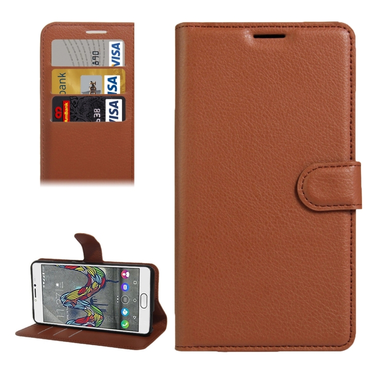

For Wiko UFeel Fab Litchi Texture Horizontal Flip PU Leather Case with Holder & Card Slots & Wallet(Brown)