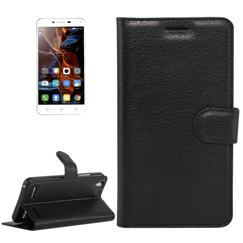 

For Lenovo VIBE K5 Litchi Texture Horizontal Flip Genuine Leather Case with Holder & Card Slots & Wallet(Black)