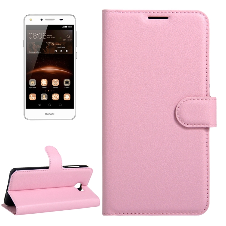 

For Huawei Y5 II Litchi Texture Horizontal Flip Leather Case with Magnetic Buckle & Holder & Card Slots & Wallet(Pink)
