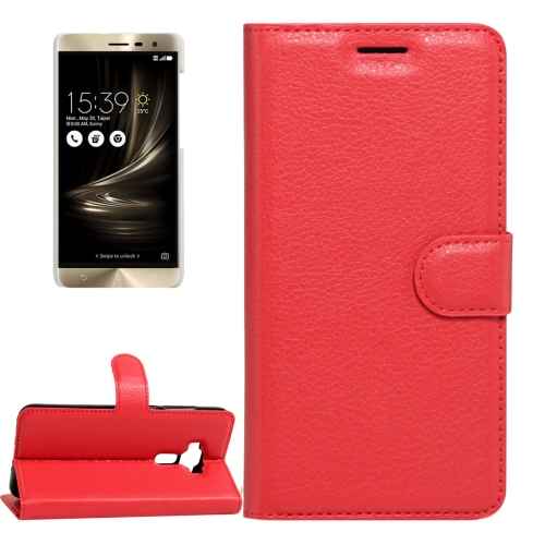 

For ASUS ZenFone 3 / ZE552KL Litchi Texture Horizontal Flip Leather Case with Magnetic Buckle & Holder & Card Slots & Wallet(Red)