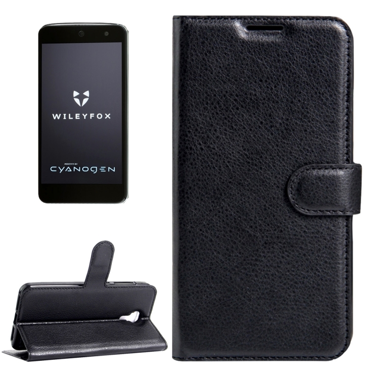 

For Wileyfox Swift Litchi Texture Horizontal Flip Leather Case with Magnetic Buckle & Holder & Card Slots & Wallet(Black)