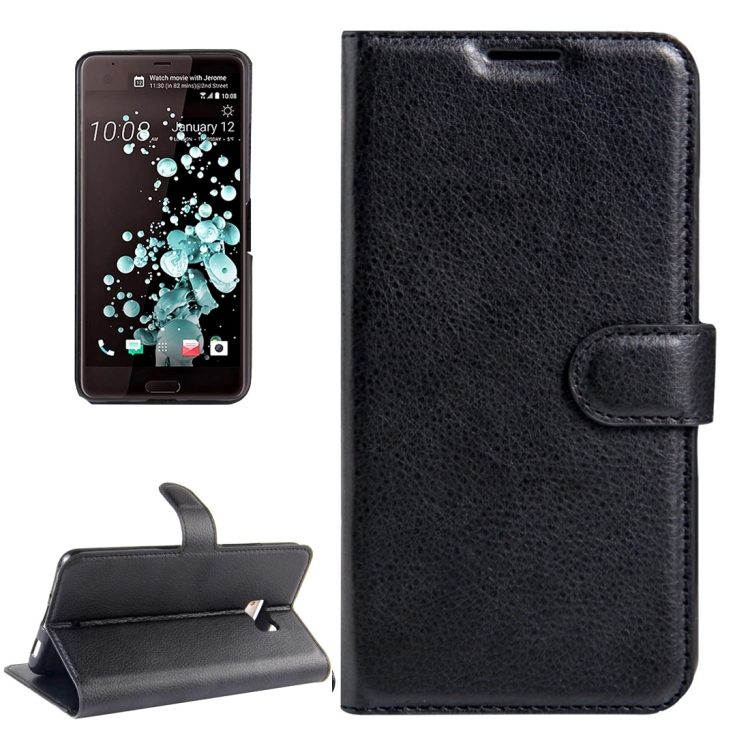 

For HTC U Ultra / HTC Ocean Note Litchi Texture Horizontal Flip Leather Case with Magnetic Buckle & Holder & Card Slots & Wallet(Black)