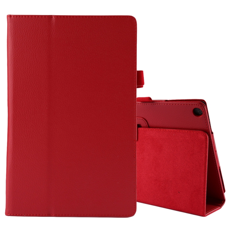 

For Amazon Fire HD 10 (2017) Litchi Texture Horizontal Flip Leather Case with Holder (Red)