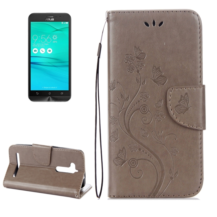 

For ASUS Zenfone Go ZB500KL Pressed Flowers Pattern Horizontal Flip Leather Case with Holder & Card Slots & Wallet(Grey)