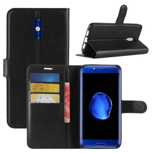 

For DOOGEE BL5000 Litchi Texture PU + TPU Horizontal Flip Leather Case with Holder & Card Slots & Wallet (Black)