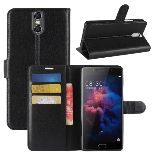 

For DOOGEE BL7000 Litchi Texture PU + TPU Horizontal Flip Leather Case with Holder & Card Slots & Wallet (Black)