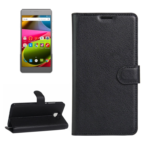 

For ARCHOS 55 Cobalt Plus Litchi Texture Horizontal Flip PU Leather Case with Holder & Card Slots & Wallet(Black)