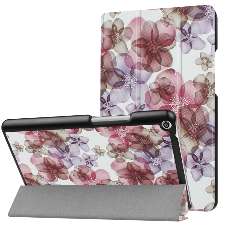 

Huawei MediaPad T3 8.0 Colorful Painted Flower Pattern Horizontal Deformation Flip Leather Case with Three-folding Holder