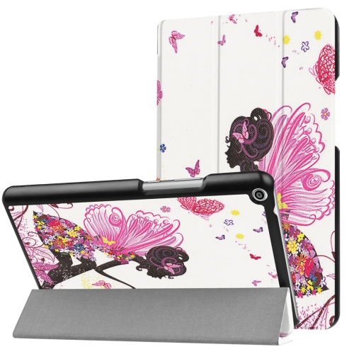 

Huawei MediaPad T3 8.0 Butterfly Fairy Pattern Horizontal Deformation Flip Leather Case with Three-folding Holder