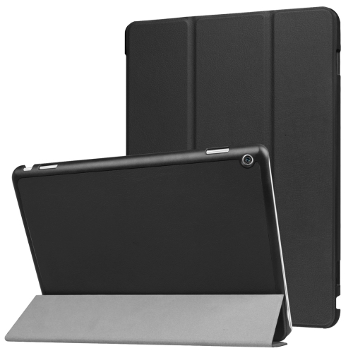 

For Huawei MediaPad M3 Lite 10 Custer Texture Horizontal Flip Leather Case with 3-folding Holder & Sleep / Wake-up(Black)