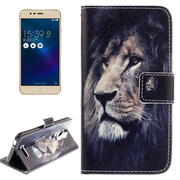 

For ASUS ZenFone 3 Max / ZC520TL Lion Head Pattern Horizontal Flip Leather Case with Holder & Card Slots & Wallet