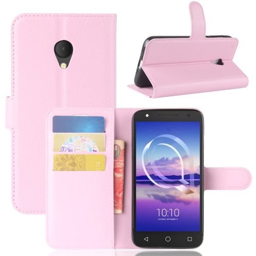 

For Alcatel U5 HD Litchi Texture Horizontal Flip Leather Case with Holder & Card Slots & Wallet (Pink)