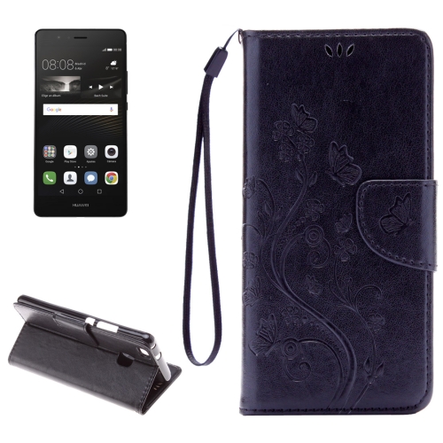 

For Huawei P9 Lite Butterflies Embossing Horizontal Flip Leather Case with Holder & Card Slots & Wallet & Lanyard(Black)