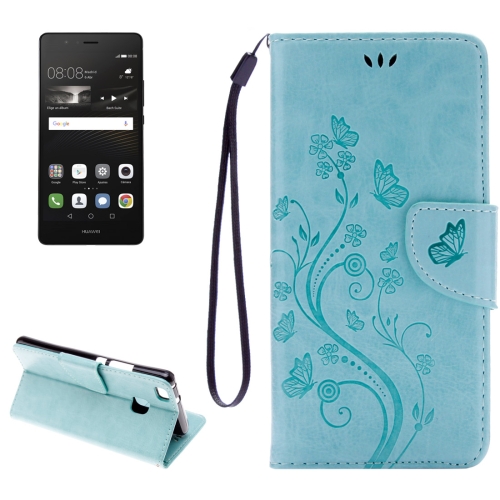 

For Huawei P9 Lite Butterflies Embossing Horizontal Flip Leather Case with Holder & Card Slots & Wallet & Lanyard(Baby Blue)