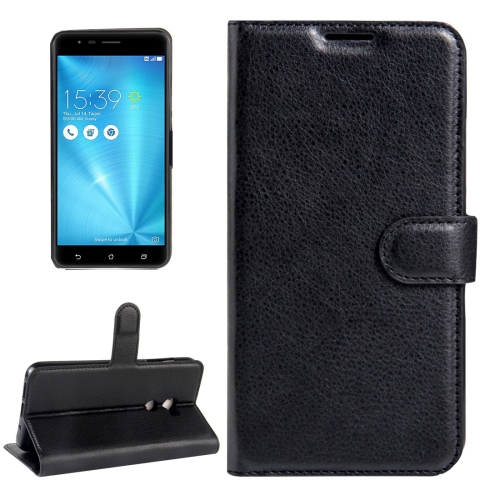 

For ASUS ZenFone 3 Zoom / ZE553KL Litchi Texture Horizontal Flip Leather Case with Magnetic Buckle & Holder & Card Slots & Wallet(Black)