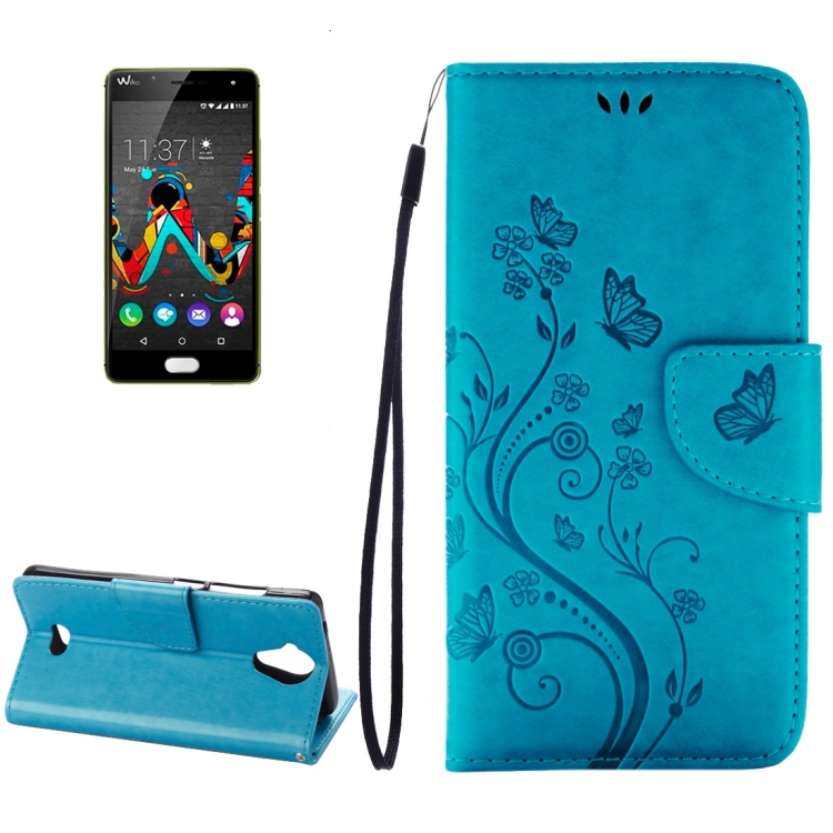 

Pressed Flowers Horizontal Flip Leather Case for Wiko U Feel Lite, with Magnetic Buckle & Holder & Card Slots & Wallet(Blue)