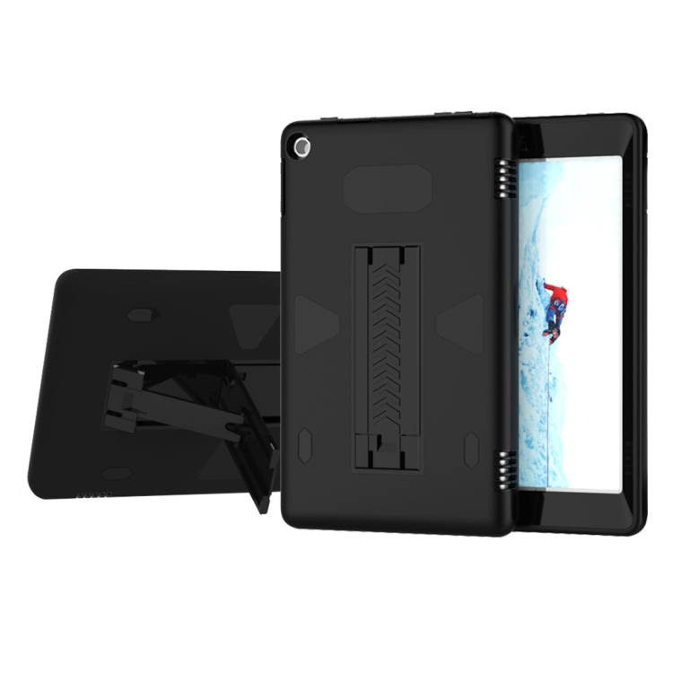

For Amazon Kindle Fire HD 8 (2016) PC+Silicone Shockproof Protective Back Cover Case With Holder (Black)