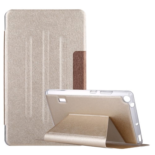 

For Huawei MediaPad T3 7 Silk Texture Horizontal Flip Leather Case with Holder (Gold)