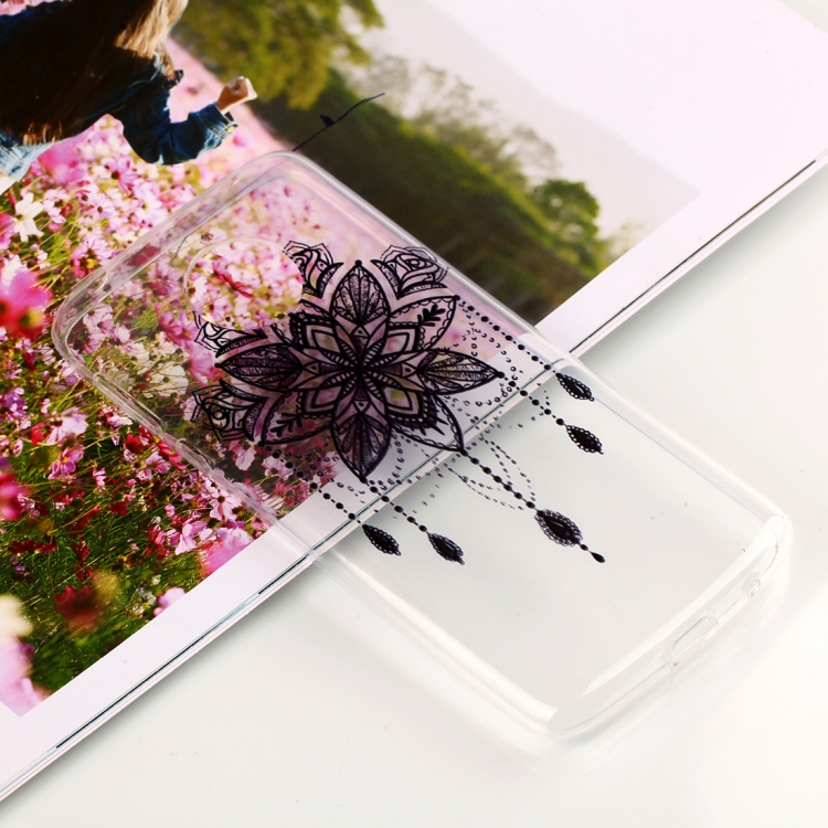 

For Motorola Moto E5 Bead Windbell Pattern Clear Oil Embossed Soft TPU Protective Back Case