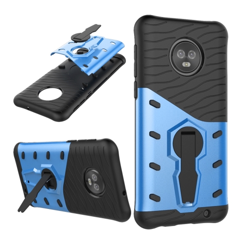 

For Motorola Moto G6 Plus PC + TPU Dropproof Sniper Hybrid Protective Back Case with 360 Degree Rotation Holder (Blue)