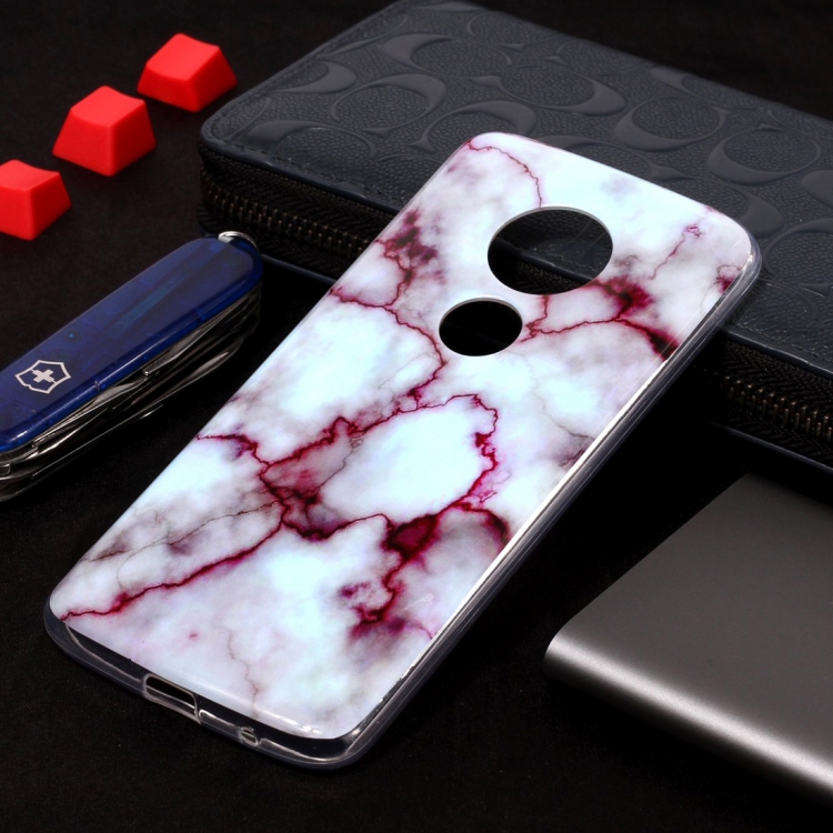 

Marble Pattern Soft TPU Case For Motorola Moto E5 Plus(Red)