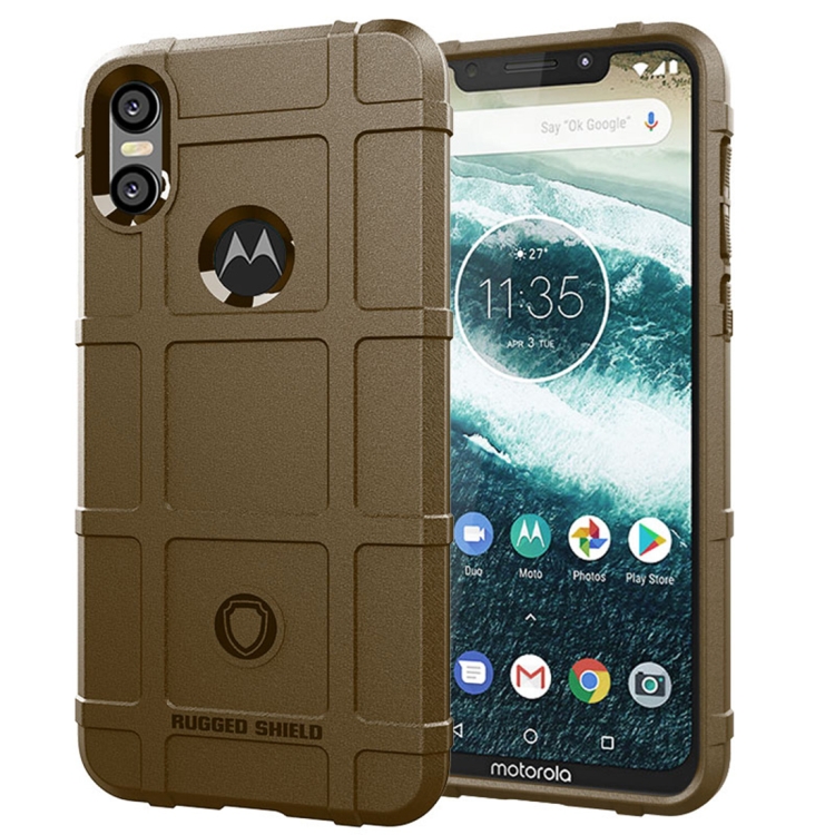 

Full Coverage Shockproof TPU Case for Motorola Moto One(Brown)