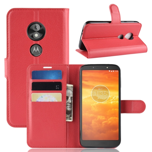 

Litchi Texture Horizontal Flip Leather Case for Motorola Moto E5 Play Go, with Wallet & Holder & Card Slots (Red)