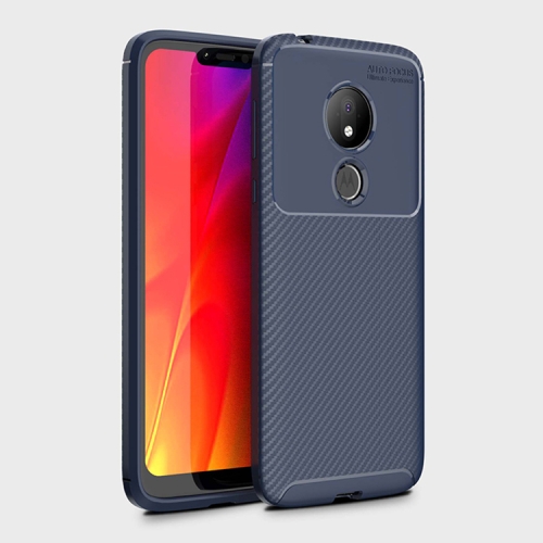 

Beetle Series Carbon Fiber Texture Shockproof TPU Case for Motorola Moto G7 Power (US Version)(Blue)