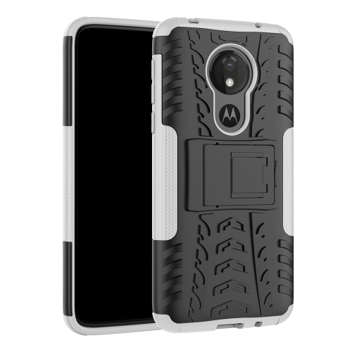 

Tire Texture TPU+PC Shockproof Case for Motorola Moto G7 Power, with Holder (White)
