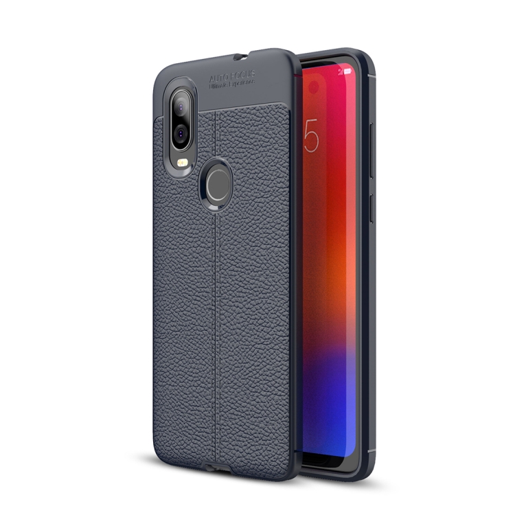 

Litchi Texture TPU Shockproof Case for Motorola P40 / Moto One Vision(Navy Blue)