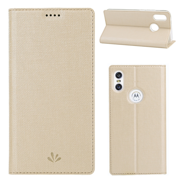 

ViLi DMX Multifunctional Horizontal Flip Leather Case for Motorola One (P30 Play), with Card Slot & Holder (Gold)