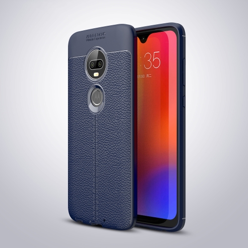 

Litchi Texture TPU Shockproof Case for Motorola Moto G7 (Navy Blue)