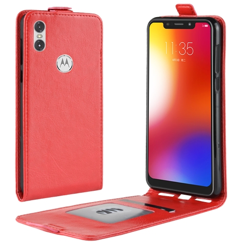 

R64 Texture Single Fold Vertical Flip Leather Case for Motorola One (P30 Play), with Card Slots & Wallet(Red)