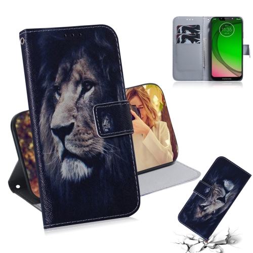 

Lion Pattern Coloured Drawing Horizontal Flip Leather Case for Motorola Moto G7 Play, with Holder & Card Slots & Wallet