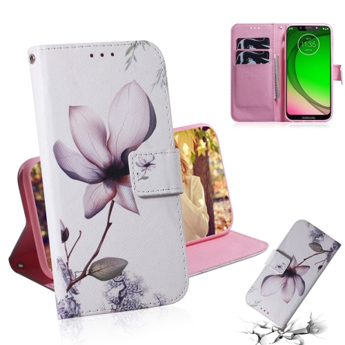 

Magnolia Flower Pattern Coloured Drawing Horizontal Flip Leather Case for Motorola Moto G7 Play, with Holder & Card Slots & Wallet