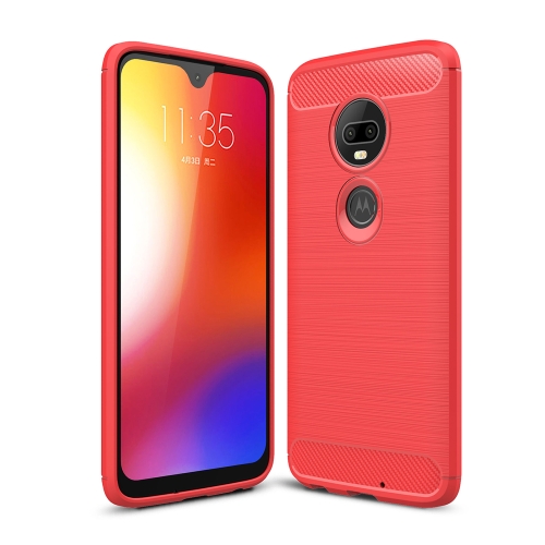 

Brushed Texture Carbon Fiber TPU Case for Motorola Moto G7 (Red)